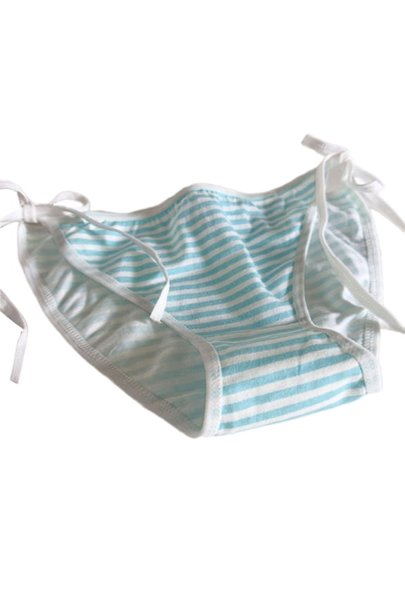 Striped Pattern Bikini Panties Women's Ribbon Side Tie String Underwear Lingerie Briefs Underpants