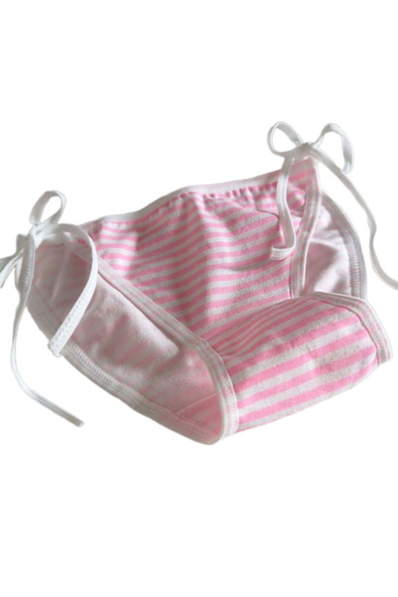 Striped Pattern Bikini Panties Women's Ribbon Side Tie String Underwear Lingerie Briefs Underpants
