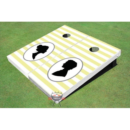 Striped Pattern Wedding Themed Cornhole Boards