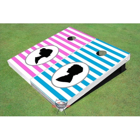 Striped Pattern Wedding Themed Cornhole Boards