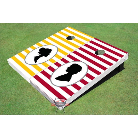 Striped Pattern Wedding Themed Cornhole Boards