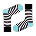 thumbnail image 1 of Striped Patterned Fun Crew Socks for Women Simplicity Socks Black (W), 1 of 3