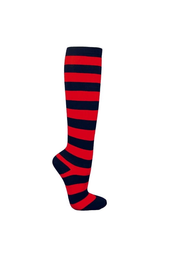 Striped Patterned Socks (Knee High) Red and Black