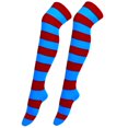 thumbnail image 1 of Striped Patterned Socks (Thigh High) Blue and Red, 1 of 3