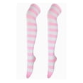 thumbnail image 1 of Striped Patterned Socks (Thigh High) Pink and White, 1 of 2