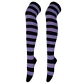 thumbnail image 1 of Striped Patterned Socks (Thigh High) Purple and Black, 1 of 3