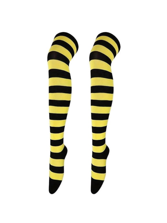 Multicolor Striped Thigh-High Socks