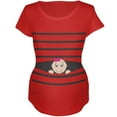 thumbnail image 1 of Striped Peeking Baby Girl Red Maternity Soft T-Shirt - 2X-Large, 1 of 1