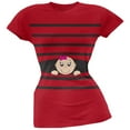 thumbnail image 1 of Striped Peeking Baby Girl Red Soft Juniors T-Shirt - Large, 1 of 1