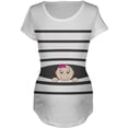 thumbnail image 1 of Striped Peeking Baby Girl White Maternity T-Shirt - Medium, 1 of 1