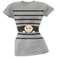 thumbnail image 1 of Striped Peeking Baby Grey Soft Juniors T-Shirt - Medium, 1 of 1