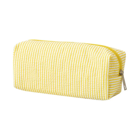 Striped Pencil Case, Cute Pencil Case, Seersucker Pencil Bag Desktop Stationery, Large Capacity Embroidery Striped Travel Storage Bag, Multifunctional Cosmetic Pouch,Travel Daily Use