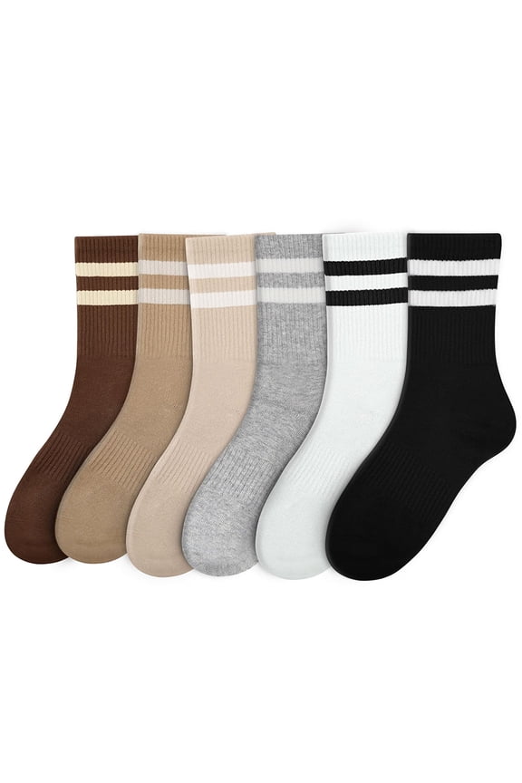 Striped Performance Socks: Women's Retro Cotton Crew for Athletic Edge Size 6-11