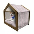 thumbnail image 1 of Striped Pet House, Prehistoric Shapes with Flowers Circles Folk Culture Inspired Trippy Motif, Outdoor & Indoor Portable Dog Kennel with Pillow and Cover, 5 Sizes, Pink Purple, by Ambesonne, 1 of 5