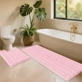 thumbnail image 1 of HAKUNA Striped Pink Bathroom Rug Set 2 Piece U Shape 24"x20"+48"x20" Ultra Soft, Non Slip Chenille Toilet Mat, Absorbent Plush Shaggy Bath Mats for Bathroom, Bedroom, Kitchen, 1 of 6
