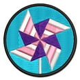 thumbnail image 1 of Striped Pinwheel Applique Multi-Color Embroidered Iron-On Patch - 3.5 Inch Large, 1 of 5