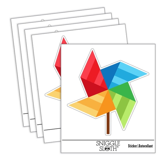 Striped Pinwheel Car Window Bumper Water Bottle Phone Tablet Laptop Waterproof Vinyl Decal Sticker Set 5-Pack - Gloss Finish - 4.0"