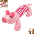 thumbnail image 1 of Striped Plush Squeaky Dog Toy, Cute Cartoon Pig Stuffed Chew Toy Interactive Pet Play Toy for Dogs and Cats, 1 of 4