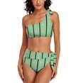 thumbnail image 1 of Striped Polka Dot Bikini Set Green Pattern Bikini Swimsuit High Waisted Sweet Swimwear Surfing Two-Piece Beachwear, 1 of 5