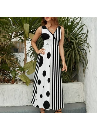 White And Black Striped Maxi Dress