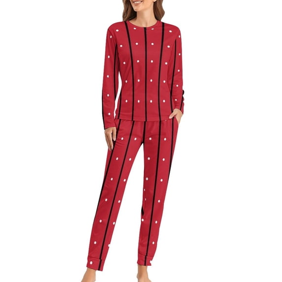 Striped Polka Dot Pajamas Blue and White Romantic Pajama Sets Womens Long Sleeve Casual Home Suit Large Size