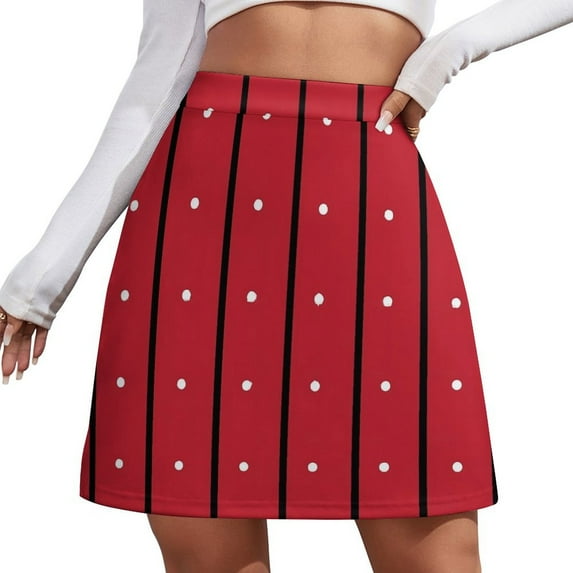 Striped Polka Dot Skirt Women Retro Black White Kawaii Mini Skirts High Waist Pattern Stre