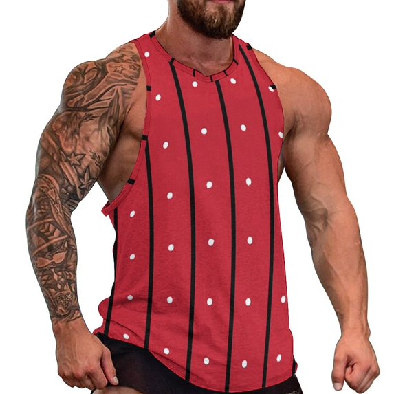 Striped Polka Dot Summer Tank Top Patchwork Print Gym Tops Mens Design Sleeveless Shirts
