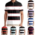 thumbnail image 1 of Striped Polo Shirt Mens Short Sleeve Soft Breathable Dressy Casual Tee Moisture Wicking Top Red XXXL, 1 of 6