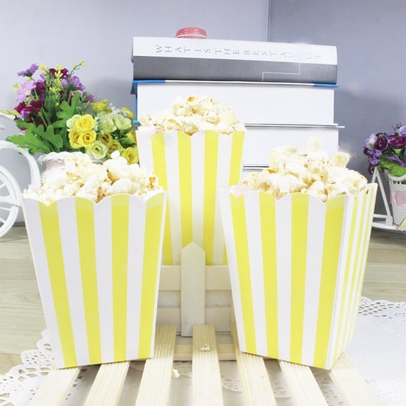 Striped Popcorn Boxes for Birthday Parties and Movie Nights, 12-Pack Paper Cartons