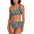 thumbnail image 1 of Striped Print Bikinis Set Orange and Black Line Aesthetic Bikini Swimsuit High Waist Swimwear Surfing Custom Swimsuits, 1 of 5