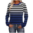 thumbnail image 1 of Striped Print Tops for Women Casual Loose Fit Long Sleeve Raglan T-Shirt Round Neck Basic Tees Fall Spring Clothes (L, Blue 01), 1 of 7