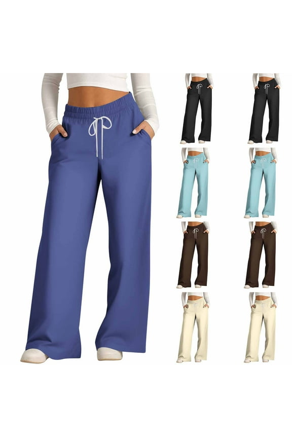 Striped Printed Wide Leg Pants, Drawstring Elastic Waist Trousers Palazzo Pants, Casual Loose Fit Lounge Pants for Women, Fashion Streetwear Aesthetic Gifts | CSEONE,Black L