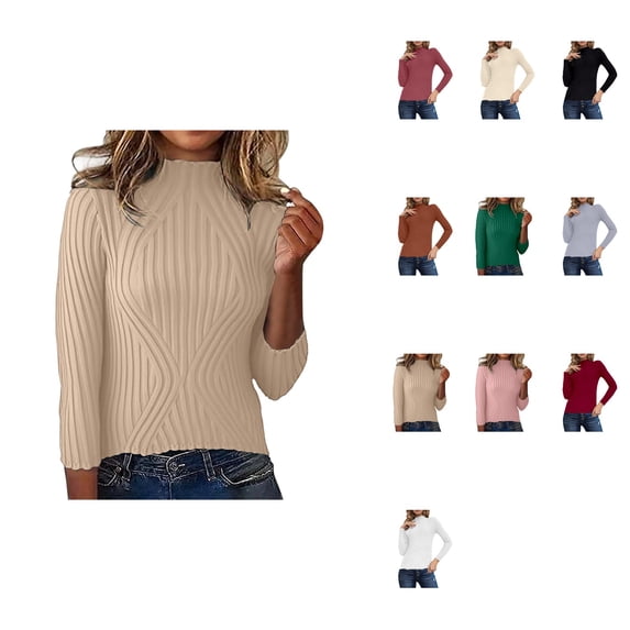 Striped Pullover Sweater Long Sleeve Knitted Soft Warm Winter Casual Crewneck Fall Fashion Comfortable Blouse