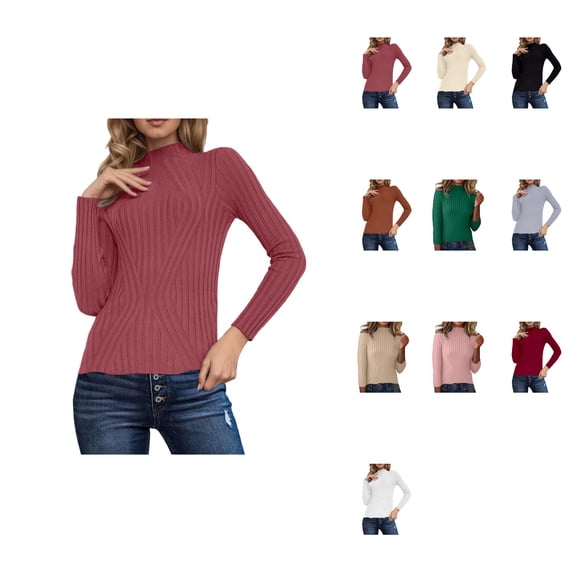 Striped Pullover Sweater Long Sleeve Knitted Soft Warm Winter Casual Crewneck Fall Fashion Comfortable Blouse