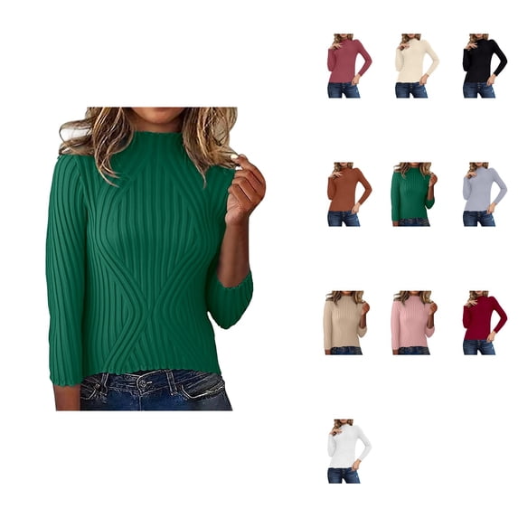 Striped Pullover Sweater Long Sleeve Knitted Soft Warm Winter Casual Crewneck Fall Fashion Comfortable Blouse