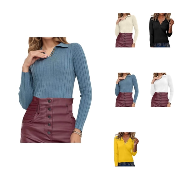 Striped Pullover Sweater for Women – Long Sleeve, Slim Fit, Knitted, Soft & Warm Casual Fall Winter Fashion Comfortable