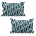 thumbnail image 1 of Striped Quilted Pillowcover Set of 2, Navy Retro Style Diagonal Stripes Pattern Modern Art Design Image Print, Standard Queen Size Pillow Cover for Bedroom, 30" x 20", White Grey Navy, by Ambesonne, 1 of 1
