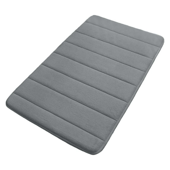 Striped Quilted Velvet Floor Mat | Super Absorbent Non-Slip Foam Bathroom Rug | Soft Microfiber Fleece Carpet | Washable | 23.6x15.6 in | Low Pile | Durable PVC Backing | Multi-Purpose Decor