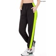 thumbnail image 1 of Women's Track Pants with Neon Side Stripe, Elastic Waist Athletic Joggers Black/L, 1 of 5