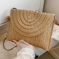 thumbnail image 1 of Striped Rectangular Straw Bag, Faux + Polyester, Casual Vacation Style, Shoulder Crossbody Bag, Spacious Interior, Precision Weaving, For Shopping Beach Outings, Eco-Friendly, 1 of 6