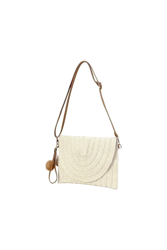 Striped Rectangular Straw Bag – Stylish Casual Shoulder and Crossbody Bag with Spacious Interior, Versatile for Vacation, Shopping, and Outdoor Outings, Eco-Friendly Design