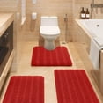 thumbnail image 1 of HAKUNA Striped Red Bathroom Rug Set 3 Pieces Ultra Soft, Non Slip Chenille Toilet Mat, Absorbent Plush Shaggy Bath Mats for Bathroom, Bedroom, Kitchen, 1 of 7