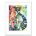 thumbnail image 1 of Striped Ring-Tailed Lemur Multicoloured Folk Art Watercolour Painting Artwork Framed Print Wall Art 9X7 Inch, 1 of 5