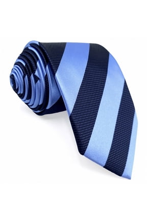 Striped Royal Blue Navy Blue Tie for Men Stripes Necktie Silky Touch Medium 57.5"