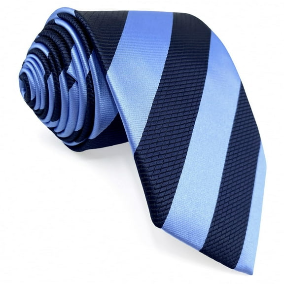 Striped Royal Blue Navy Blue Tie for Men Stripes Necktie Silky Touch Medium 57.5"