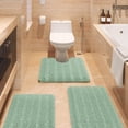 thumbnail image 1 of HAKUNA Striped Sage Green Bathroom Rug Set 3 Pieces Ultra Soft, Non Slip Chenille Toilet Mat, Absorbent Plush Shaggy Bath Mats for Bathroom, Bedroom, Kitchen, 1 of 7