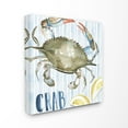 thumbnail image 1 of Striped Seafood Watercolor Summer Blue Crab with Lemons XL Stretched Canvas Wall Art, 30 x 1.5 x 30, 1 of 6