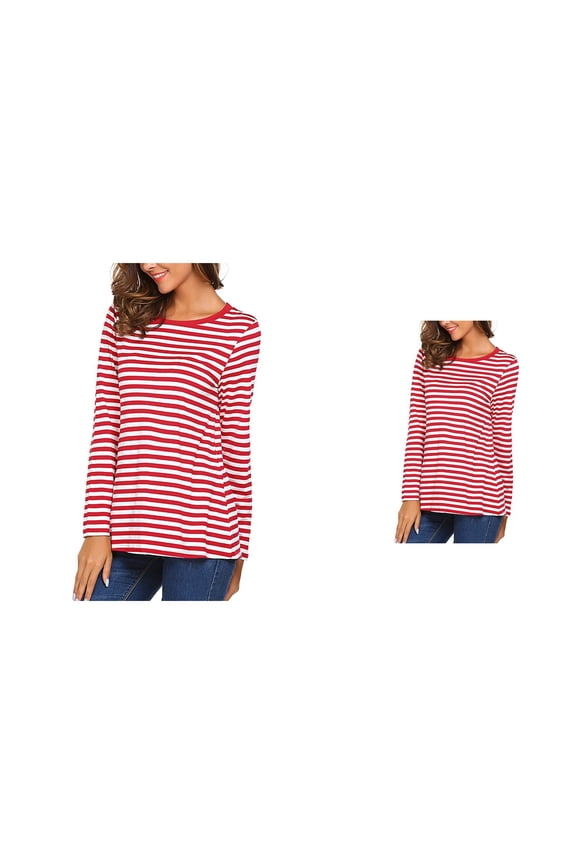 Striped Seersucker Long Sleeve T-Shirt for Men and Women – Casual Crewneck Basic Top, Tunic Style