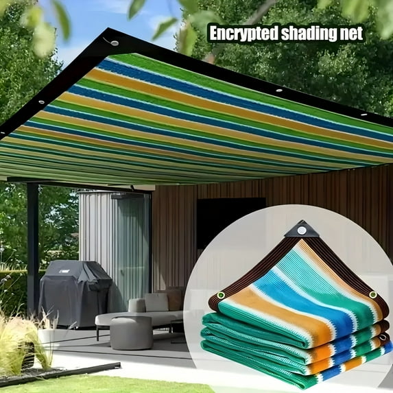Striped Shade Sail 1x3m (3.3x10ft), Colorful Sun Shade Cloth with Grommets, Decorative UV Resistant Net for Patio, Garden, and Play Area