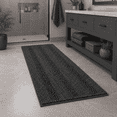 thumbnail image 1 of Primebeau Chenille Shaggy Rug Collection Striped Bath Rugs, 59" x 20", Machine Washable, Gray, 1 of 8